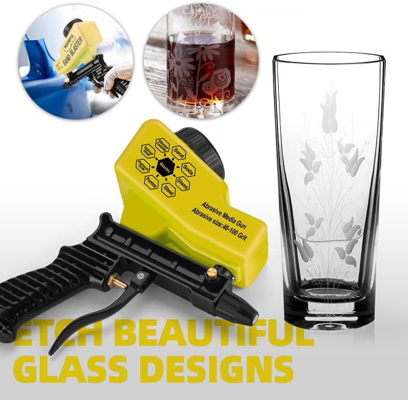 NANPU Light-Duty Air Sandblaster Gun Kit with Gravity Feed, Ceramic Nozzle, Metal Body, for Small Project Surface Prep, Paint & Rust Removal, Metal/Wood/Glass Etching, Requires Air Compressor - Image 4